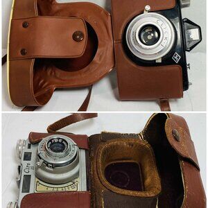 2 VNTG 1950'S CAMERAS (UNTESTED) W/LEATHER CASES: Agfa Click-1; Graflex Ciro 35